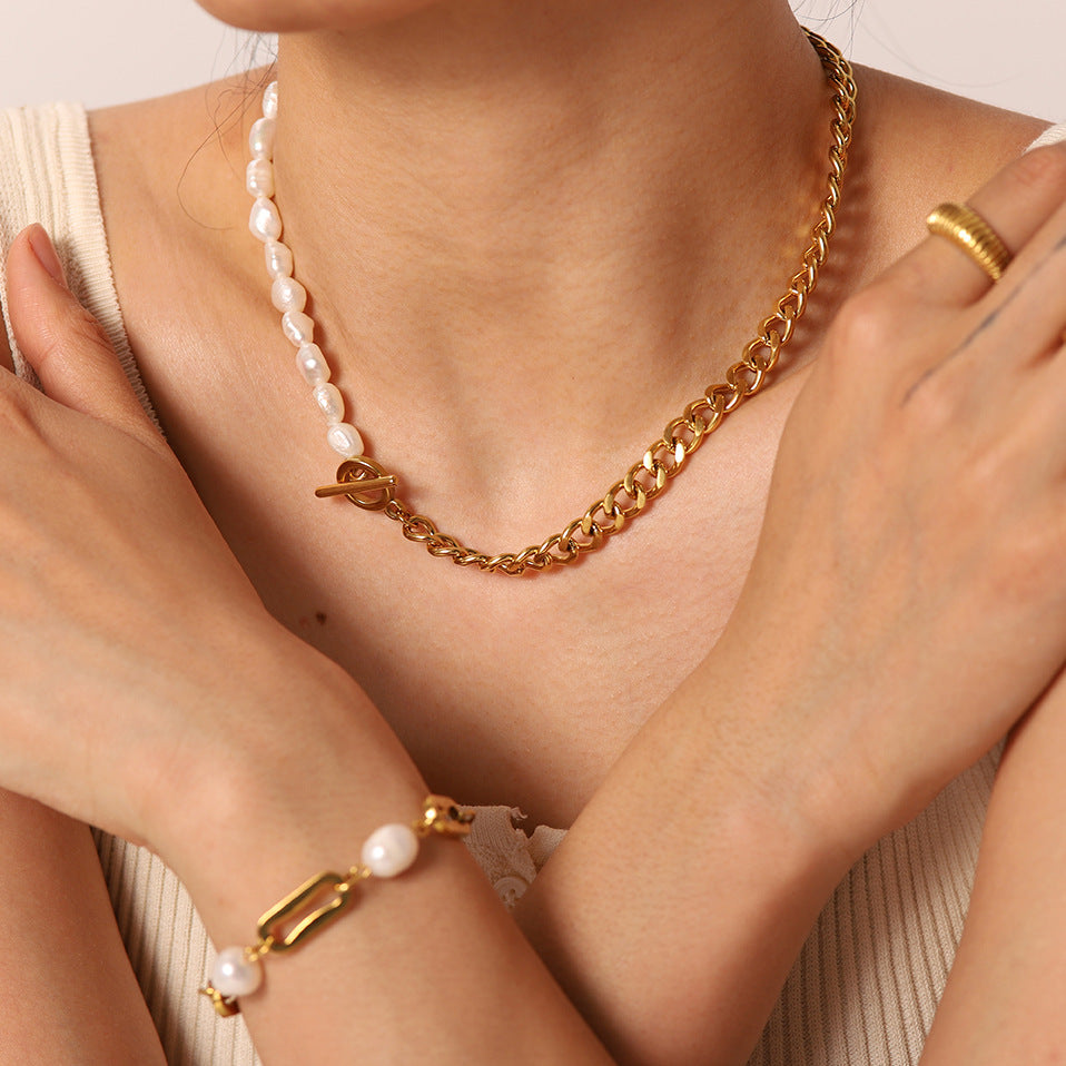 Aria Pearl & Gold Chain Choker