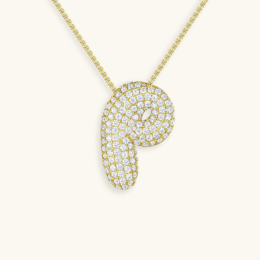 Bubble Initial Diamond Necklace 40