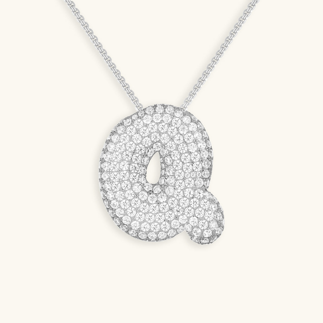Bubble Initial Diamond Necklace 43