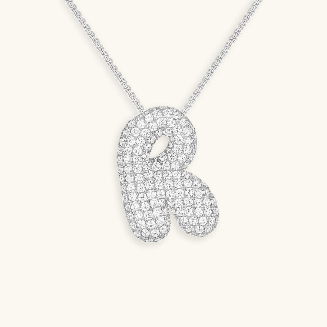 Bubble Initial Diamond Necklace 45