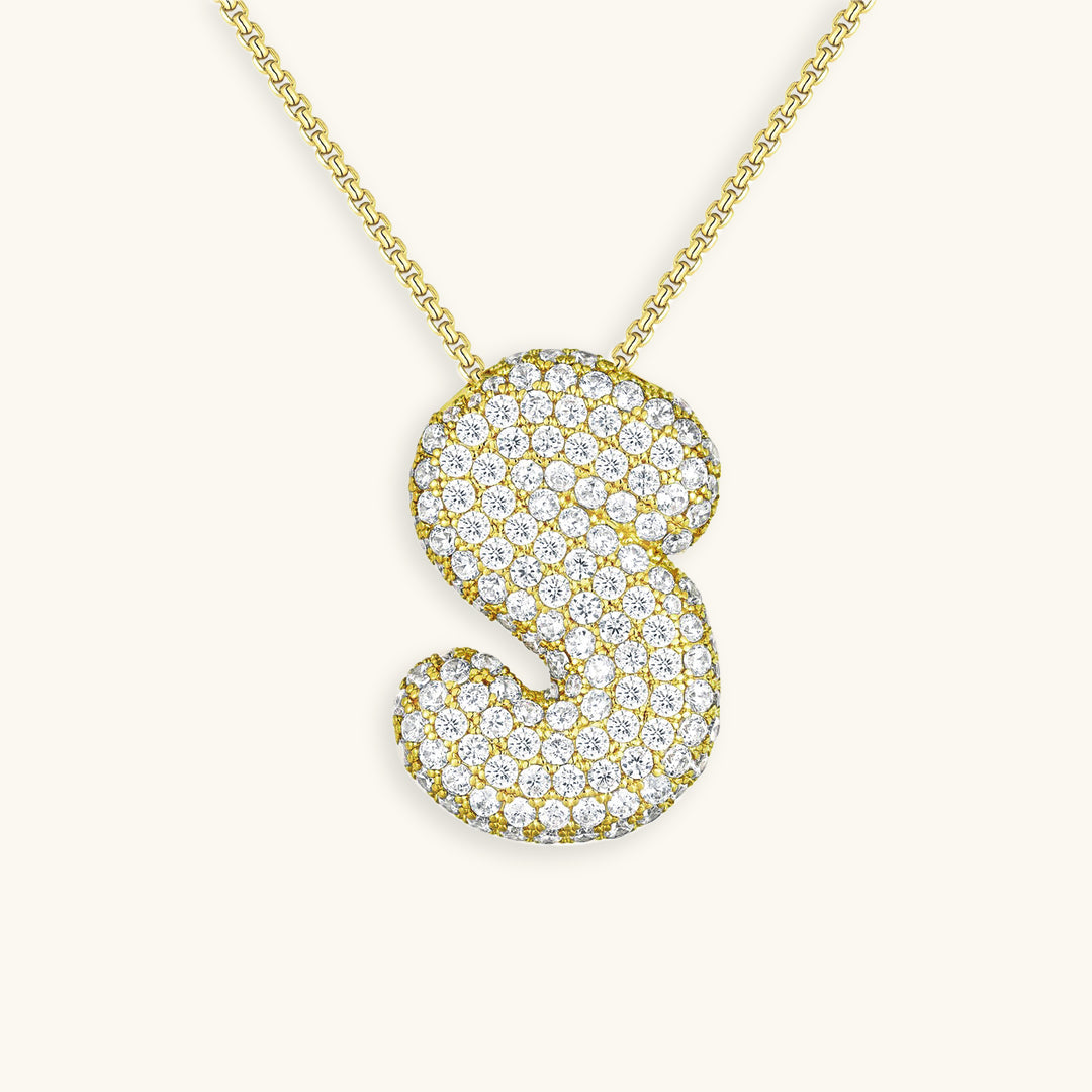 Bubble Initial Diamond Necklace 46