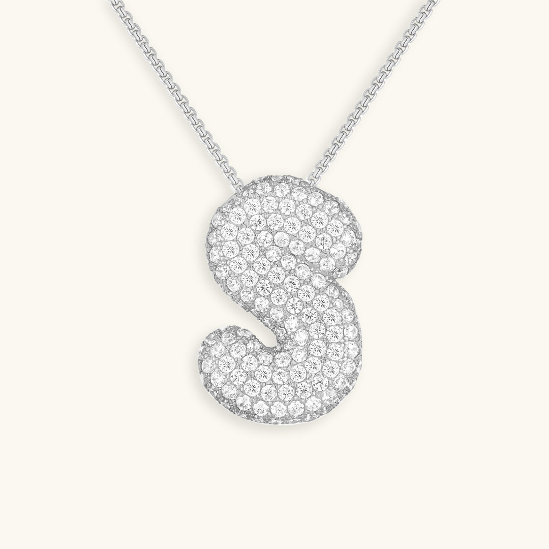 Bubble Initial Diamond Necklace 47
