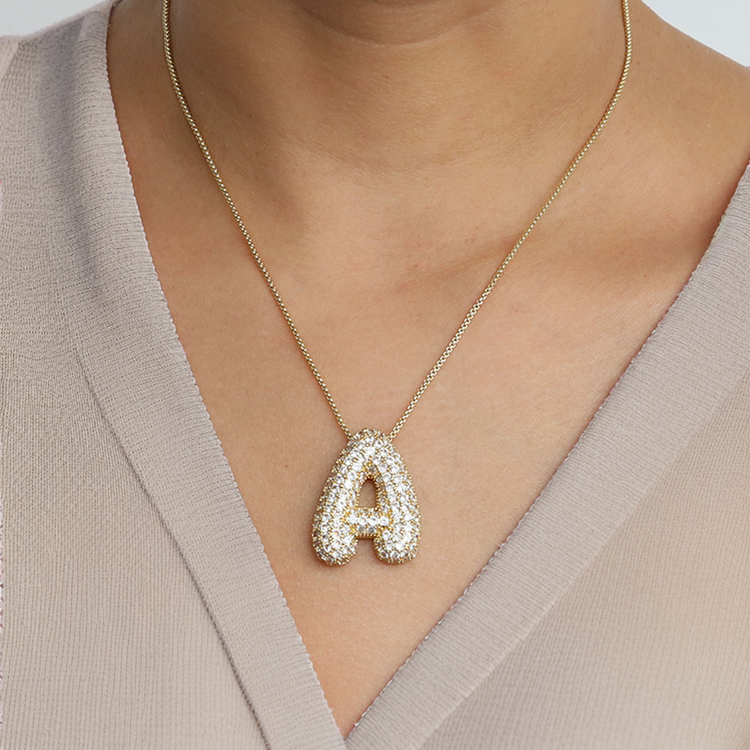 Bubble Initial Diamond Necklace 9